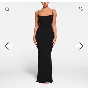 SKIMS Black petite long slip dress